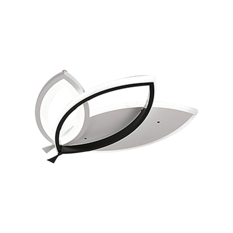 Kids Bedroom Ceiling Light Fixture: Acrylic Flush Mount With Leaves Design - Black/Orange Led