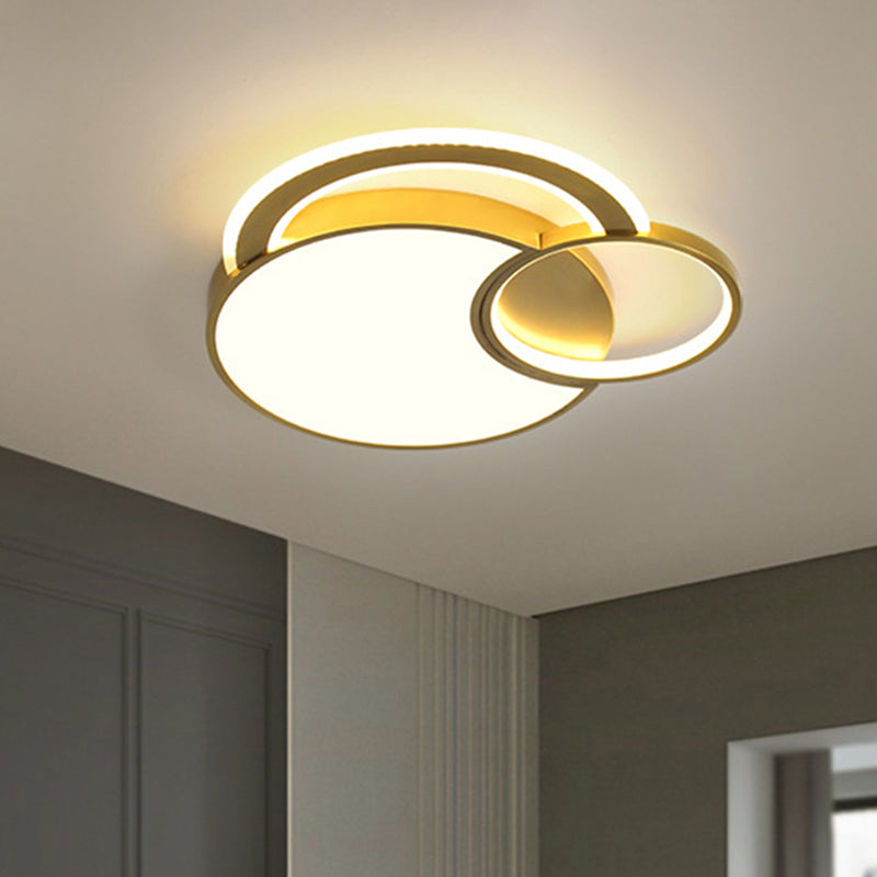 Minimalist Metallic Circle Led Ceiling Lamp In Warm/White Light 16’/19.5’ Width - Gold Flush