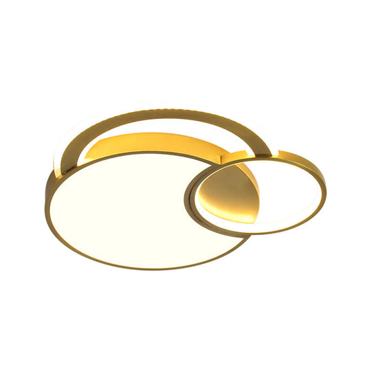 Minimalist Metallic Circle Led Ceiling Lamp In Warm/White Light 16’/19.5’ Width - Gold Flush Mount