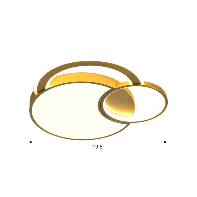 Minimalist Metallic Circle Led Ceiling Lamp In Warm/White Light 16’/19.5’ Width - Gold Flush Mount
