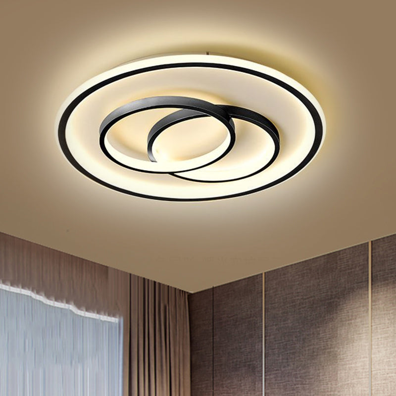 Black/Gold Metallic Crossed Ring Led Ceiling Light - Warm/White 16.5’/20.5’ W Black / 16.5’ White
