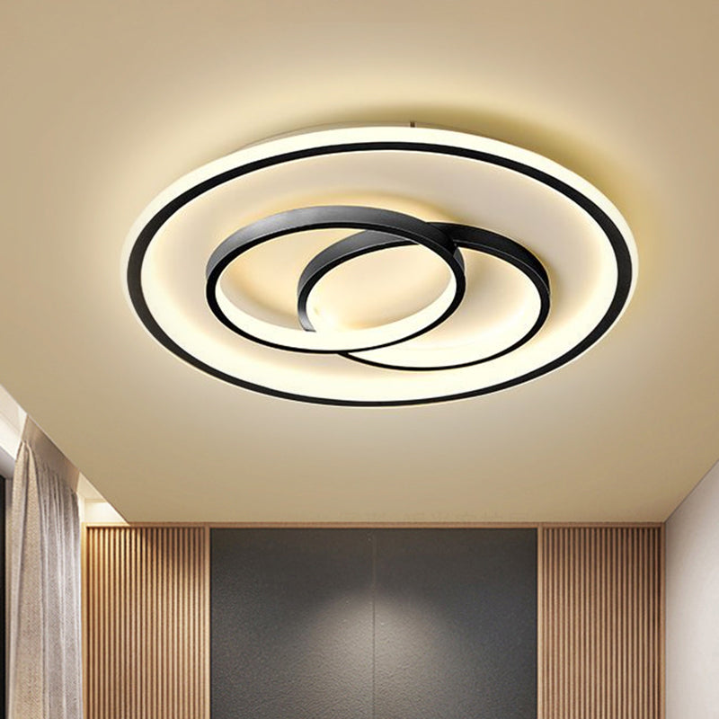 Black/Gold Metallic Crossed Ring Led Ceiling Light - Warm/White 16.5/20.5 W