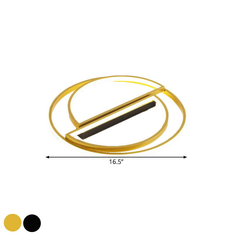 Integrated Circle Flush Led Ceiling Lamp In Black/Gold With Warm/White Light Available
