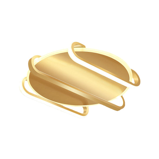 Contemporary Metal Round & Oval Flush Mount Lamp - 16.5’/20.5’ Led Gold Ceiling Warm/White Light