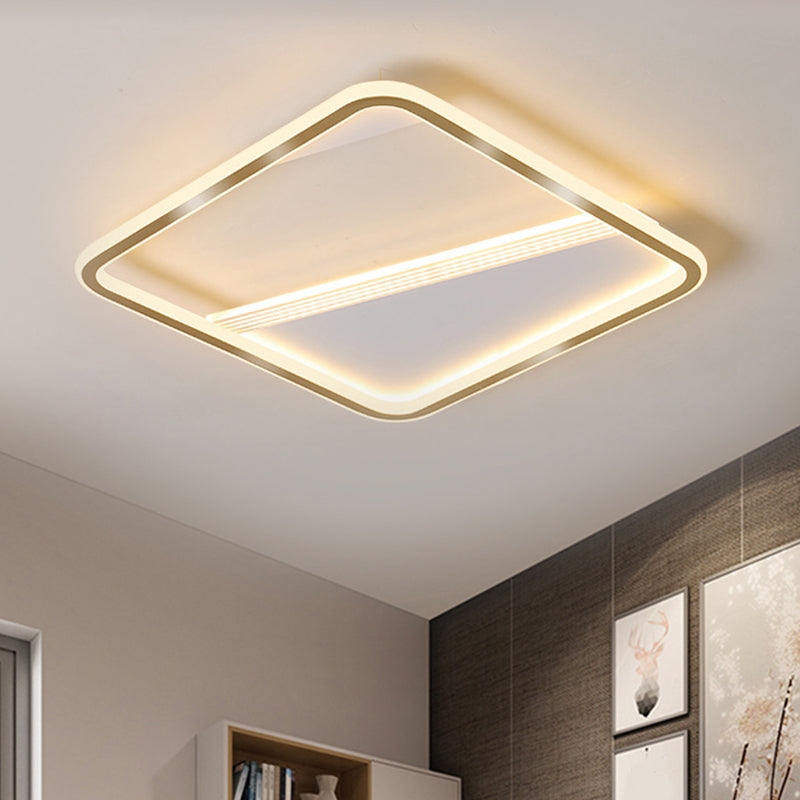 Minimal Led Flush Mount Ceiling Lamp - Gold Square 18/21.5 Width Warm/White Light / 18 Warm