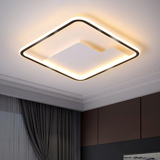 Nordic Style Led Ceiling Light Fixture - 18’/21.5’ Wide Square Design In Black Finish For