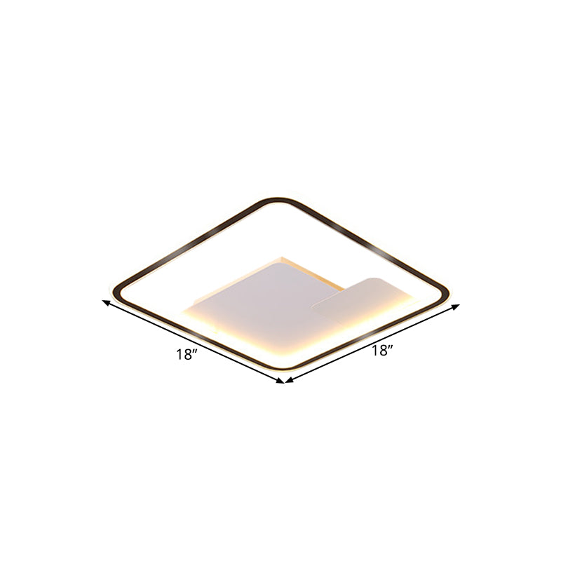 Nordic Style Led Ceiling Light Fixture - 18’/21.5’ Wide Square Design In Black Finish For