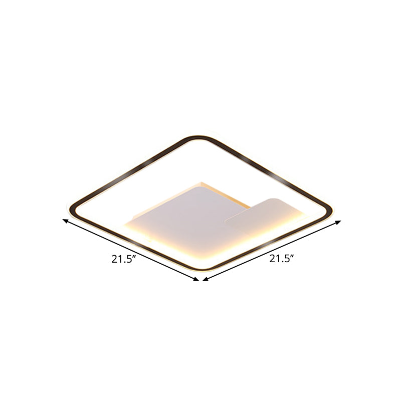 Nordic Style Led Ceiling Light Fixture - 18/21.5 Wide Square Design In Black Finish For Bedroom