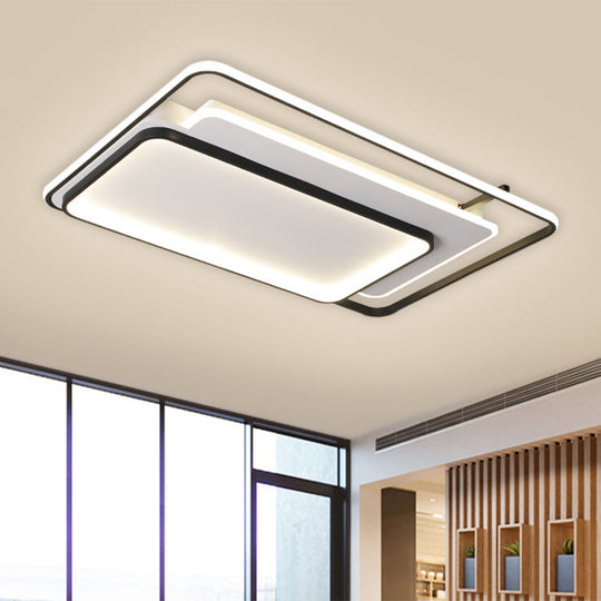 Modern Metal Rectangle/Square Led Ceiling Flush Mount In Warm/White Light Various Sizes