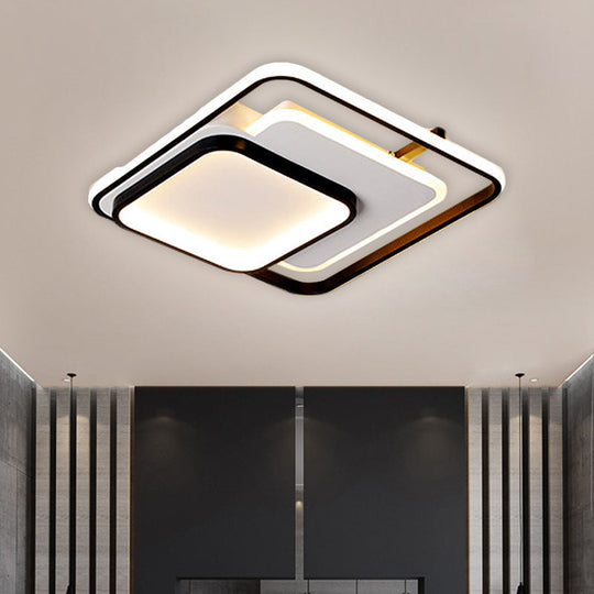 Modern Metal Rectangle/Square Led Ceiling Flush Mount In Warm/White Light Various Sizes