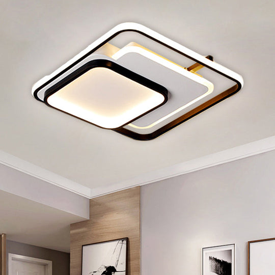 Modern Metal Rectangle/Square Led Ceiling Flush Mount In Warm/White Light Various Sizes