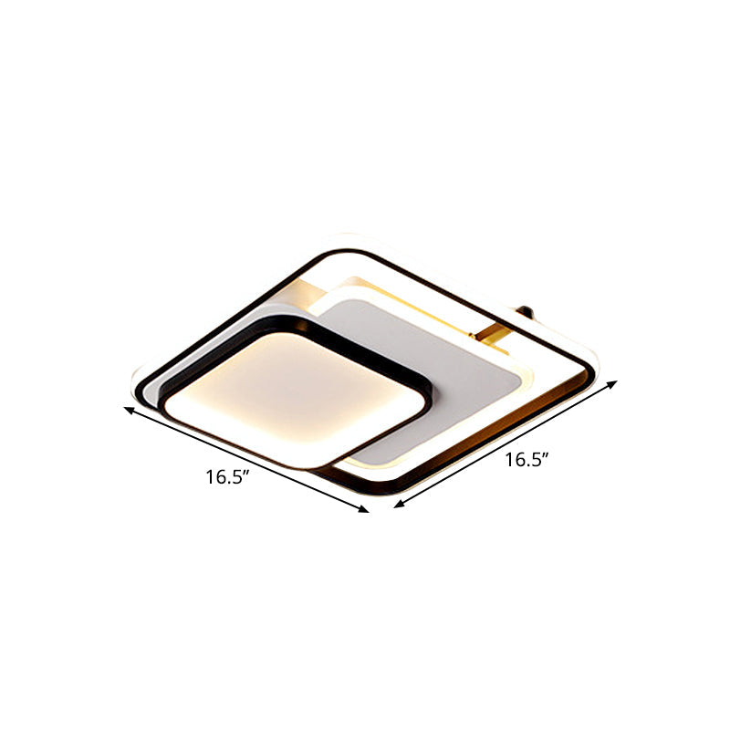 Modern Metal Rectangle/Square Led Ceiling Flush Mount In Warm/White Light Various Sizes