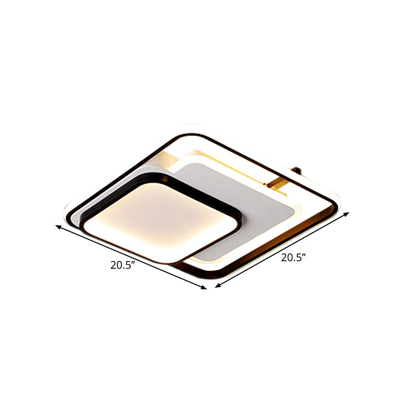 Modern Metal Rectangle/Square Led Ceiling Flush Mount In Warm/White Light Various Sizes