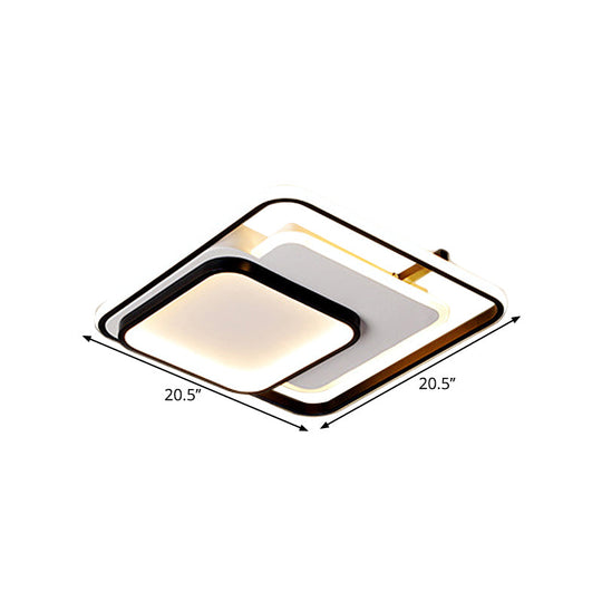 Modern Metal Rectangle/Square Led Ceiling Flush Mount In Warm/White Light Various Sizes