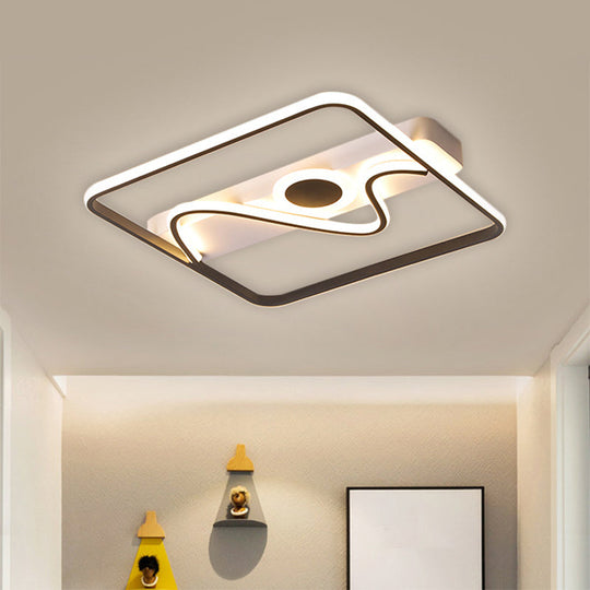 Contemporary Black Square Frame Led Flush Mount Ceiling Light - 16/19.5/23.5 Warm/White / 16 Warm