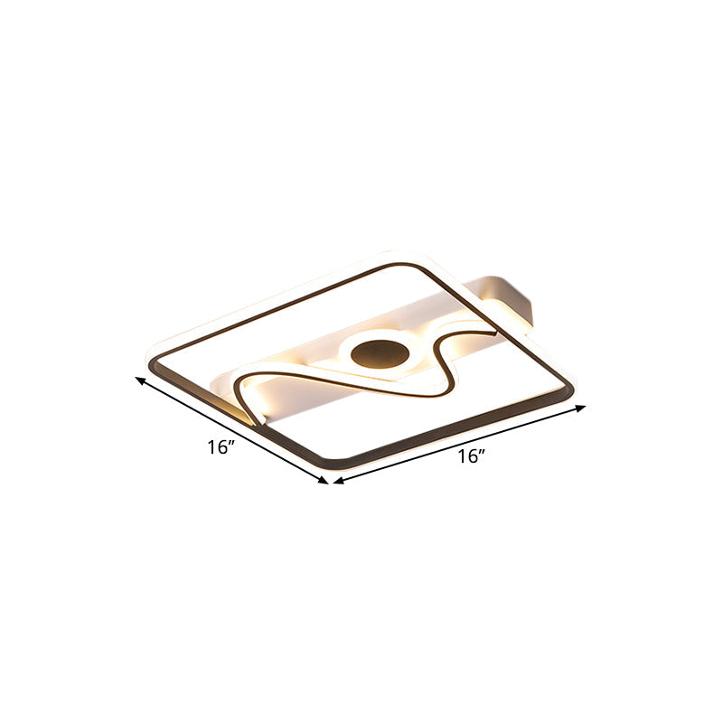 Contemporary Black Square Frame Led Flush Mount Ceiling Light - 16/19.5/23.5 Warm/White