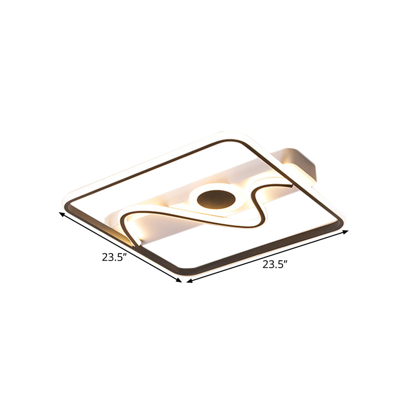 Contemporary Black Square Frame Led Flush Mount Ceiling Light - 16/19.5/23.5 Warm/White