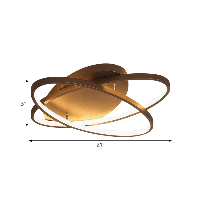 Contemporary Led Acrylic Flush Mount Ceiling Lamp - 21’/29.5’/34’ Wide Black/Brown Warm/White Light