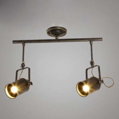 Vintage Style Bronze/Gold Finish Semi Flush Mount Ceiling Light With Cylindrical Shade – Ideal