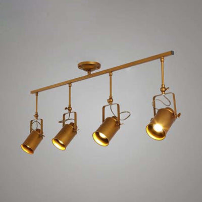 Vintage Style Bronze/Gold Finish Semi Flush Mount Ceiling Light With Cylindrical Shade Ideal For