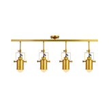 Vintage Style Bronze/Gold Finish Semi Flush Mount Ceiling Light With Cylindrical Shade Ideal For