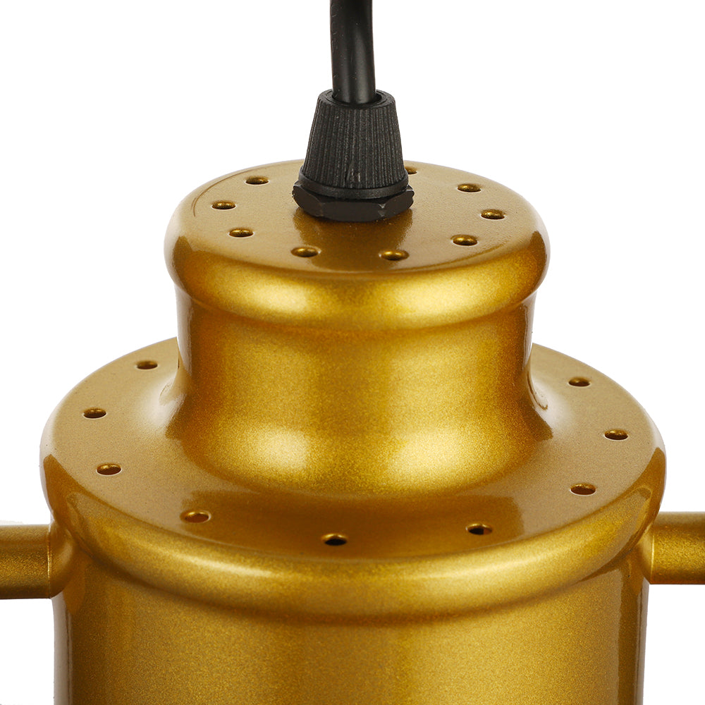 Vintage Style Bronze/Gold Finish Semi Flush Mount Ceiling Light With Cylindrical Shade – Ideal