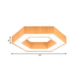 Modern Hexagon Wooden Led Flush Mount Ceiling Light In Beige - 16/23.5 Wide