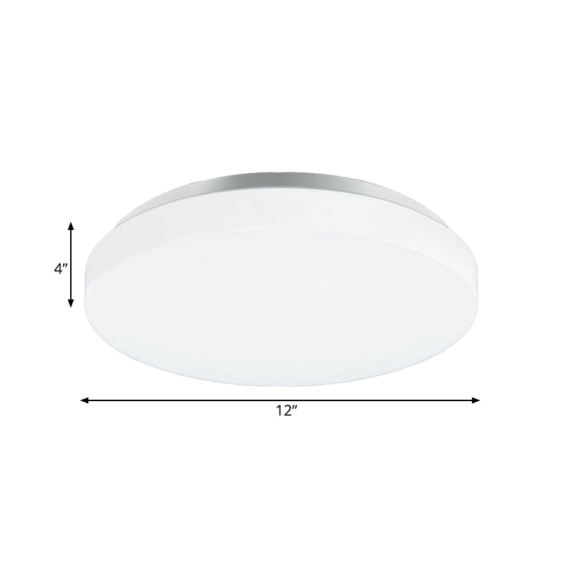 Modern Round Led Ceiling Light With Acrylic Shade - Metal White 7.5’/9’/12’ Dia Flush Mount