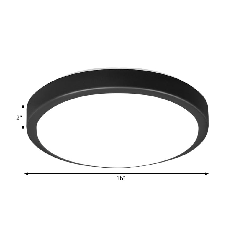 Contemporary Led Flush Mount Ceiling Light In Black With Acrylic Shade Warm/White 10.5 - 16’