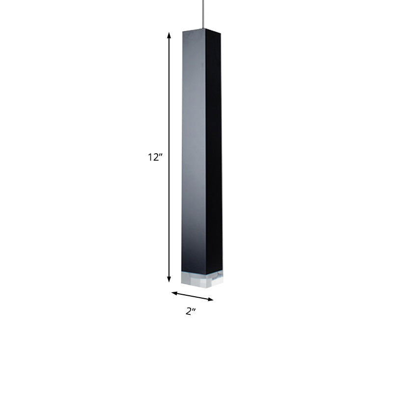 Harper - Modern Cuboid Suspension Light Metal Black/White Dining Room Led Pendant In White/Warm