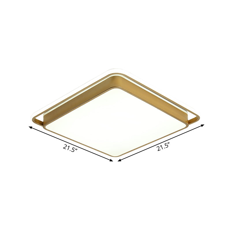 Gold Square Ceiling Flush Mount Led Metal Light Modernism Design Multiple Sizes Warm/White For