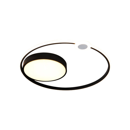 Contemporary Acrylic Flush Mount Ceiling Light - Black Led Fixture (16’/23.5’ Width) Warm/White