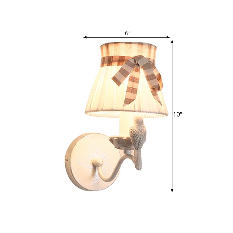 Modern Cone Fabric Wall Mount Lamp - 1/2 Heads Bird Deco White