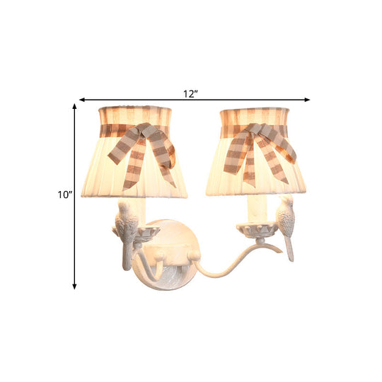 Modern Cone Fabric Wall Mount Lamp - 1/2 Heads Bird Deco White