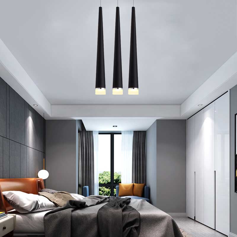 Minimalist Led Tapered Ceiling Light In White/Black With 3 Color Options