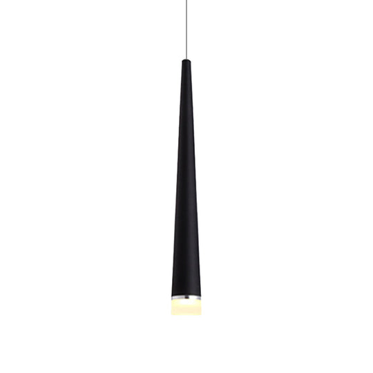 Minimalist Tapered Ceiling Light: White/Black Metal Led Pendant Fixture In White/Warm/Neutral