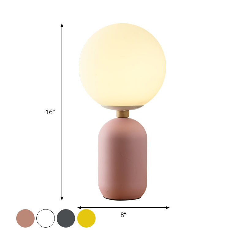 Estelle - White Global Glass Night Table Lamp Nordic 1-Bulb Grey/White/Pink Reading Book Light With
