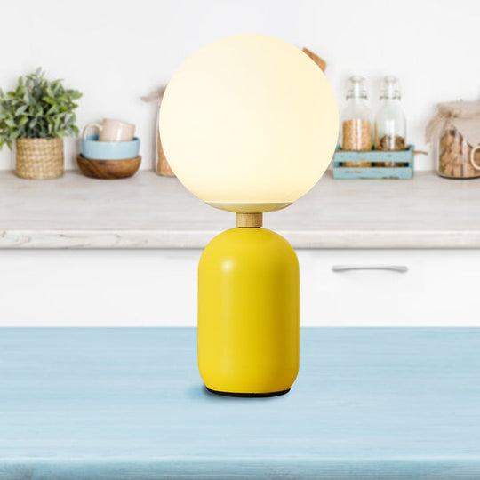 Estelle - White Global Glass Night Table Lamp Nordic 1-Bulb Grey/White/Pink Reading Book Light With