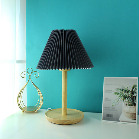 Foldable Kids Study Table Lamp With Wood Base In Grey/White/Dark Gray - Light Fabric 1-Bulb Ideal