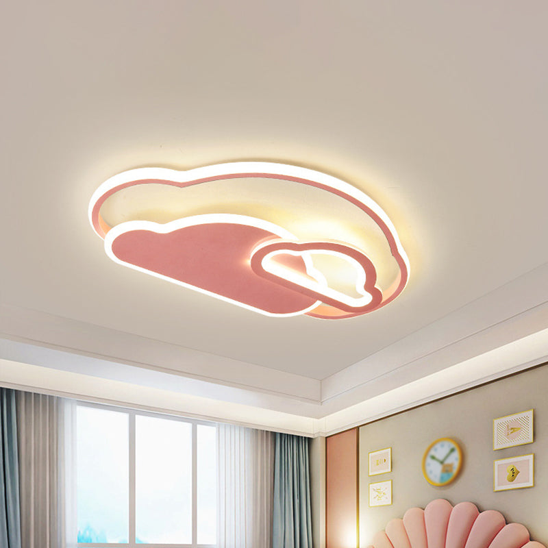 Girls Pink Cloud Cartoon Led Flushmount Light For Bedroom