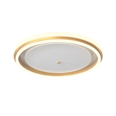 Metal Round Flush Ceiling Light - Simple Gold/Coffee Led Mount Lamp 16.5/20.5 Width Warm/White