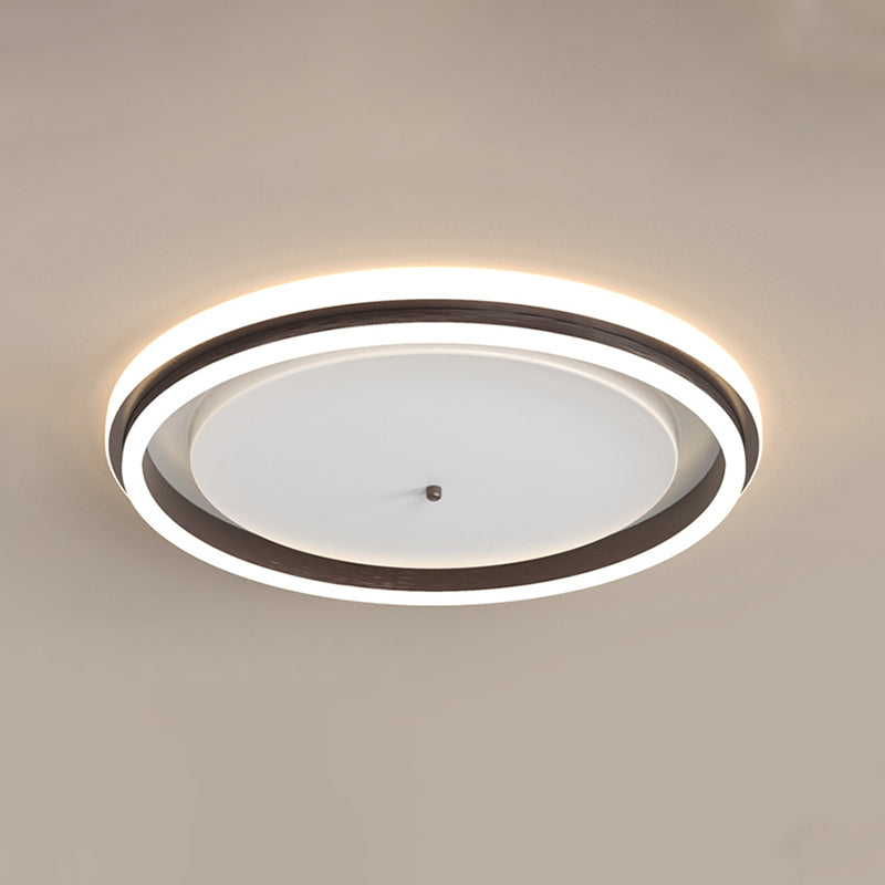 Metal Round Flush Ceiling Light - Simple Gold/Coffee Led Mount Lamp 16.5’/20.5’ Width