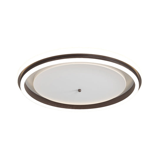 Metal Round Flush Ceiling Light - Simple Gold/Coffee Led Mount Lamp 16.5’/20.5’ Width