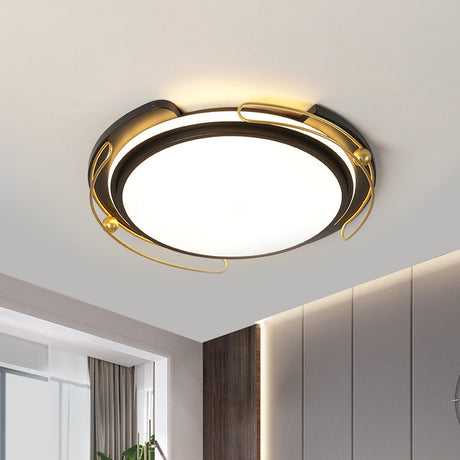 Modern Black Led Flush Mount Ceiling Light With Acrylic Shade - 16/19.5 Wide / 16