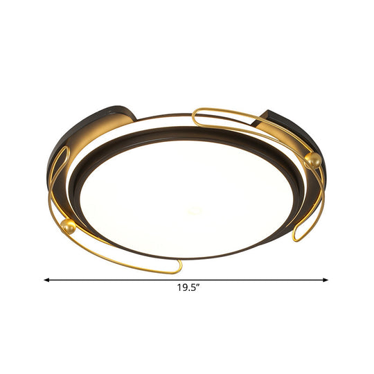 Modern Black Led Flush Mount Ceiling Light With Acrylic Shade - 16’/19.5’ Wide