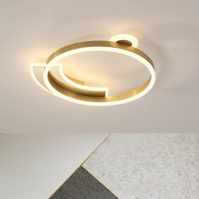 Gold Halo Ring Led Flushmount Ceiling Lamp - Modern Metal Dining Hall Lighting 18’/26’ Width / 18’