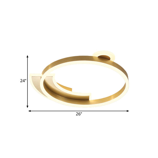 Gold Halo Ring Led Flushmount Ceiling Lamp - Modern Metal Dining Hall Lighting 18’/26’ Width