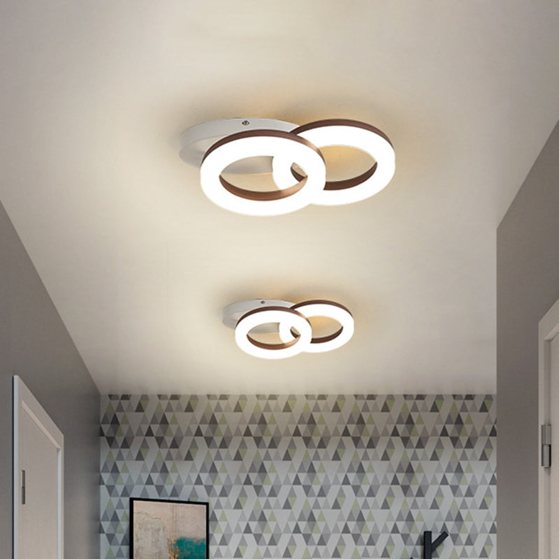 Contemporary Led Flush Mount Light With White/Warm Glow & Metal Ring In 8.5’/11.5’ Width
