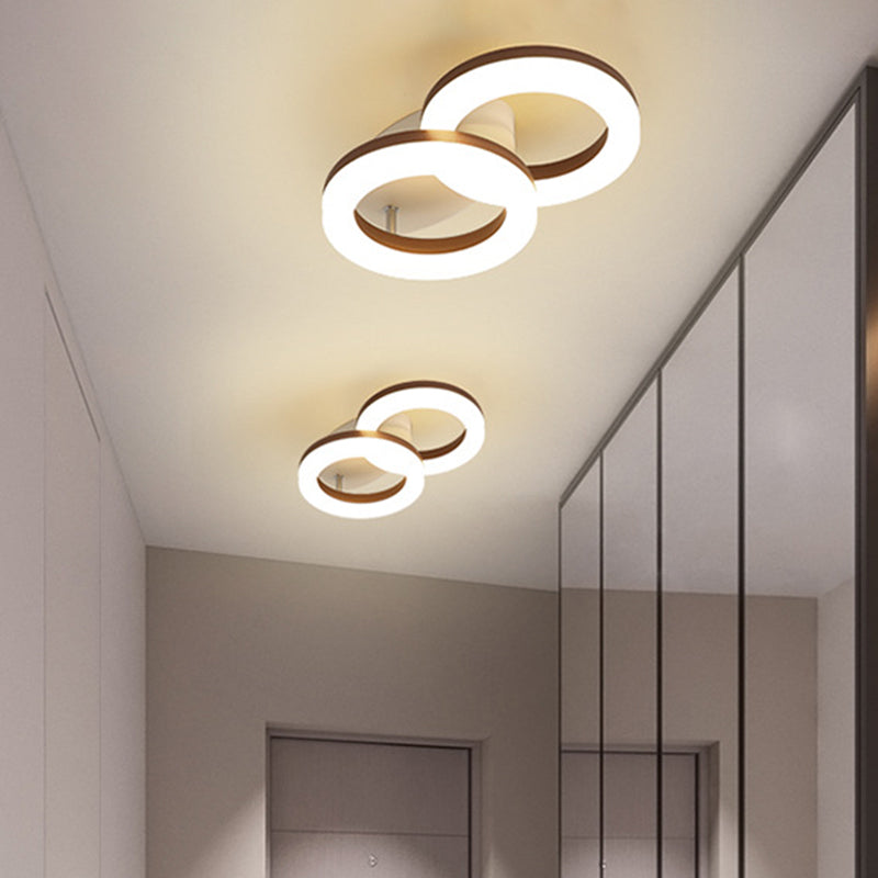 Contemporary Led Flush Mount Light With White/Warm Glow & Metal Ring In 8.5’/11.5’ Width