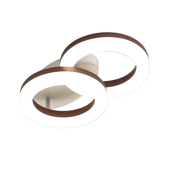Contemporary Led Flush Mount Light With White/Warm Glow & Metal Ring In 8.5’/11.5’ Width
